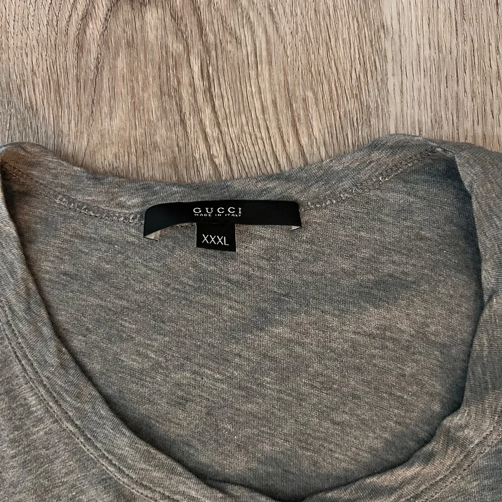 Gucci Gray Crewneck T-Shirt with Gold Crest